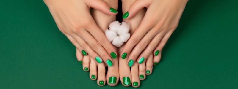 manicure pedicure beauty salon concept womans feet with cotton flower 1