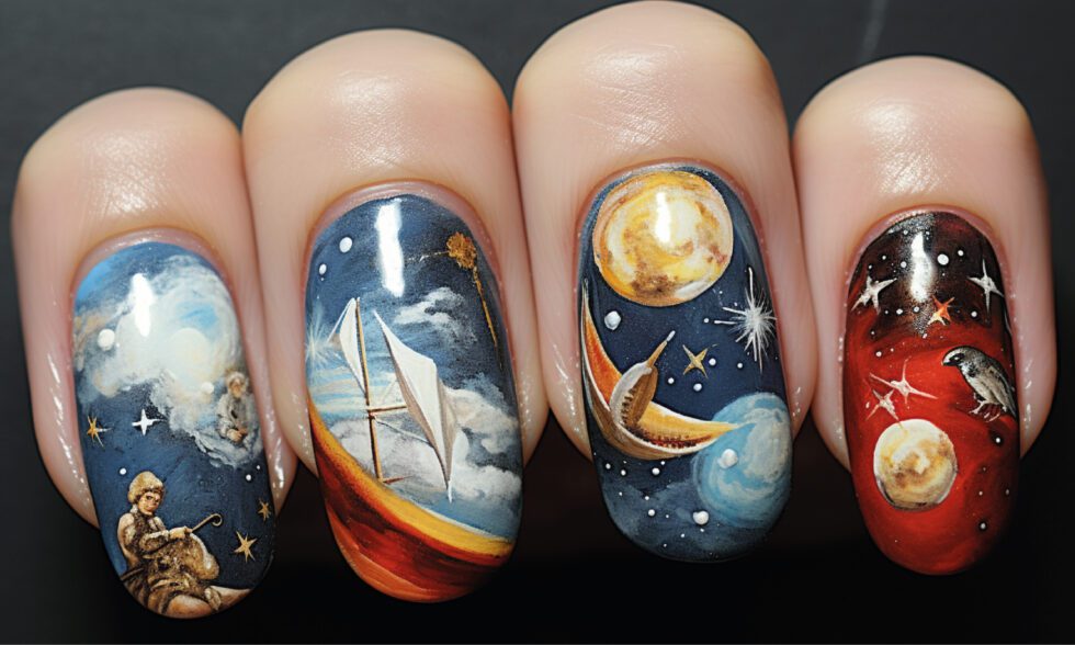 nails with Galaxy Glam Nail Art Designs