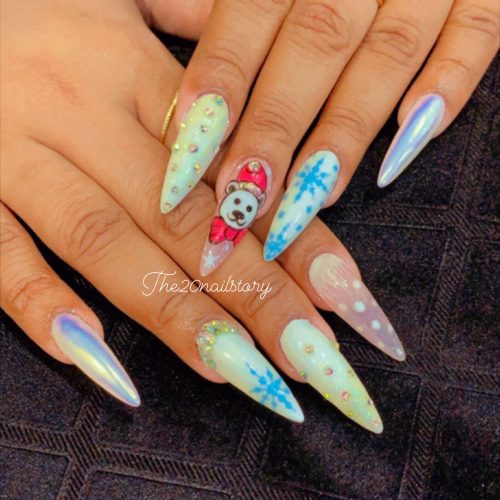 Glitter nail art, White gel nails, Classy nails
