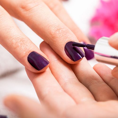 female purple nail art